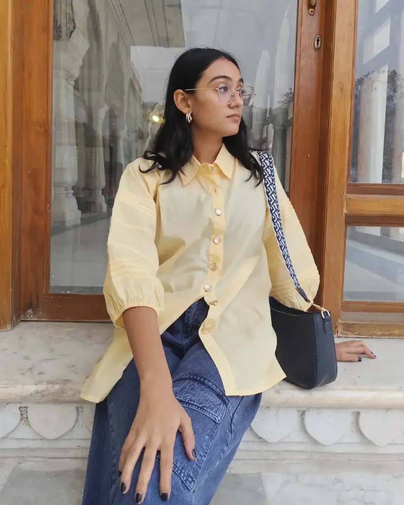 Pastel Yellow Cotton Shirt  (S)