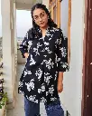 Timeless Black Floral Printed Short Kurti