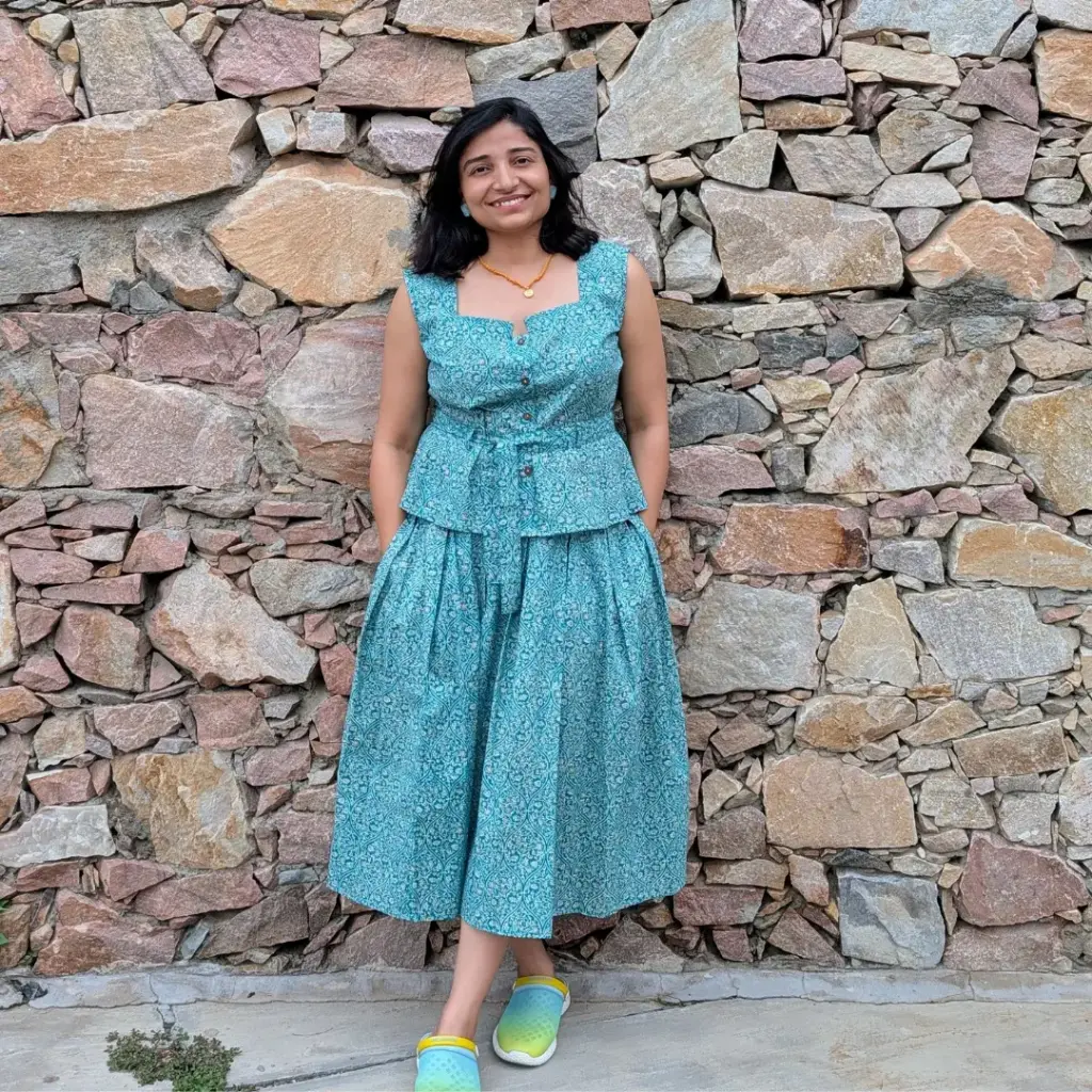 Teal Printed Cotton Co-ord Set (2-Piece)