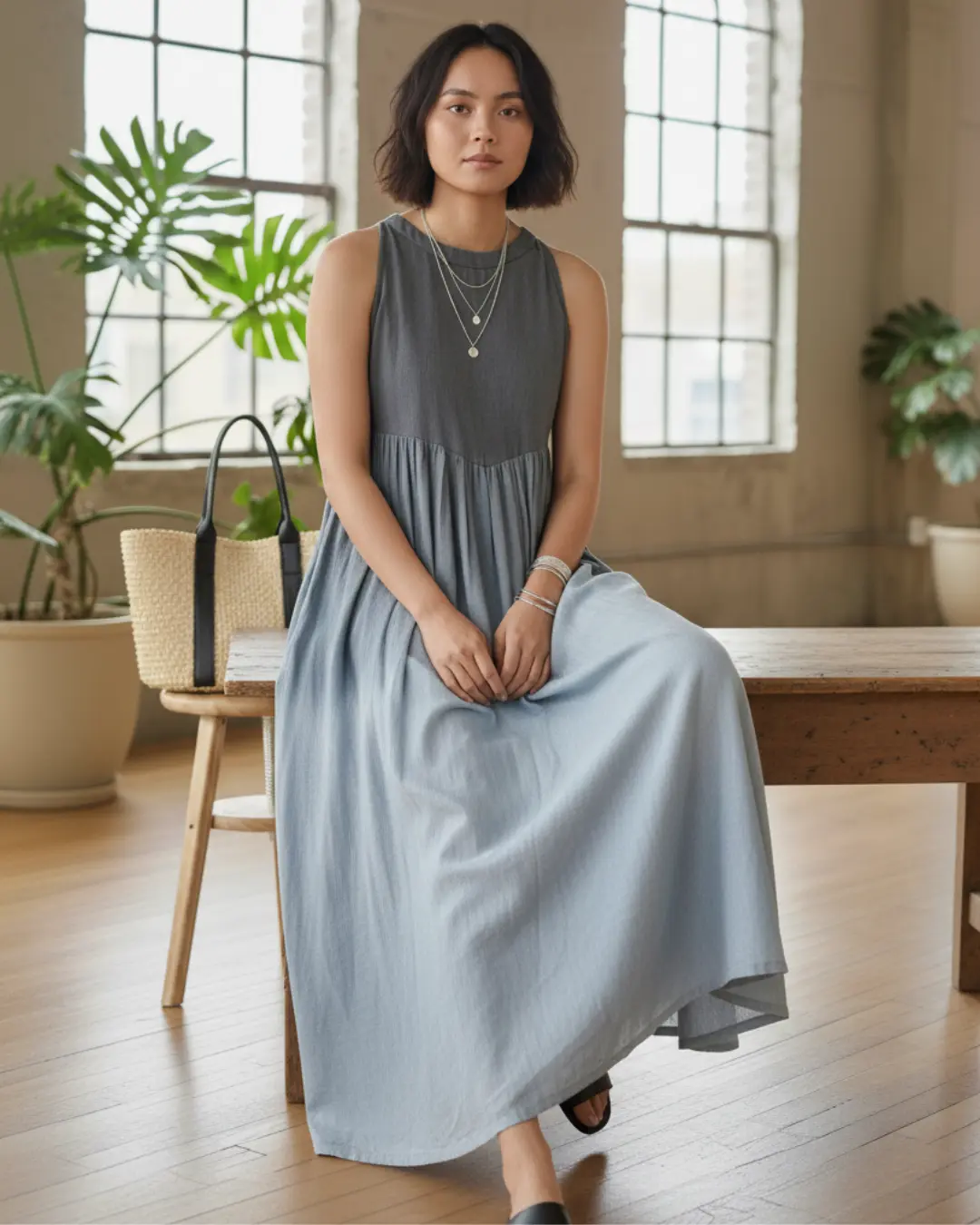 grey ombre maxi dress NWT Gray and Black Ombre Maxi Dress