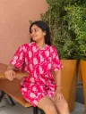 Pink Cat Print PJ Set
