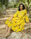 Yellow Floral A-Line Boho Sundress