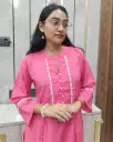 Elegant Pink Collared Cotton Kurta Set