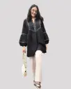 Black Laced Cotton Tunic Top 