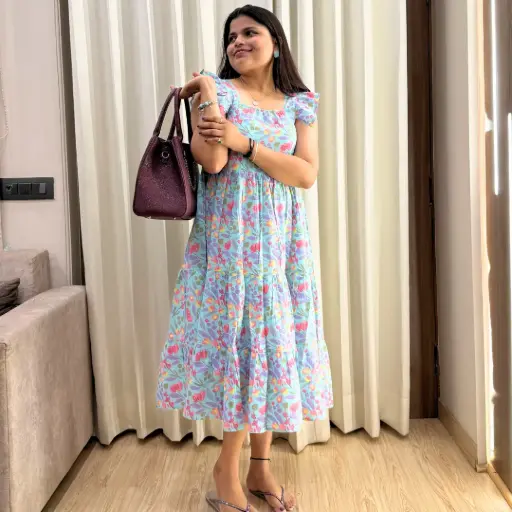 Pastel Blue Fit & Flare Dress