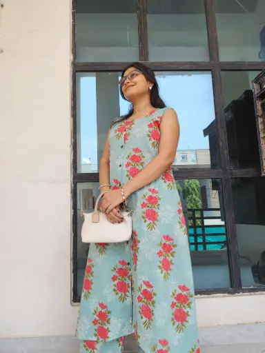 Pastel Green Floral Cotton Co-ord Set